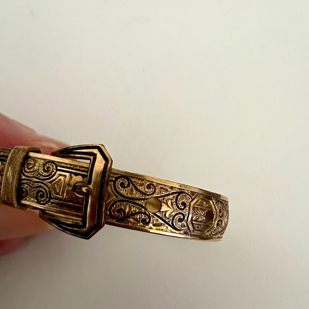 Rare B&B Vintage Victorian Gold Filled Belt Buckle Bracelet - Picture 2 of 7